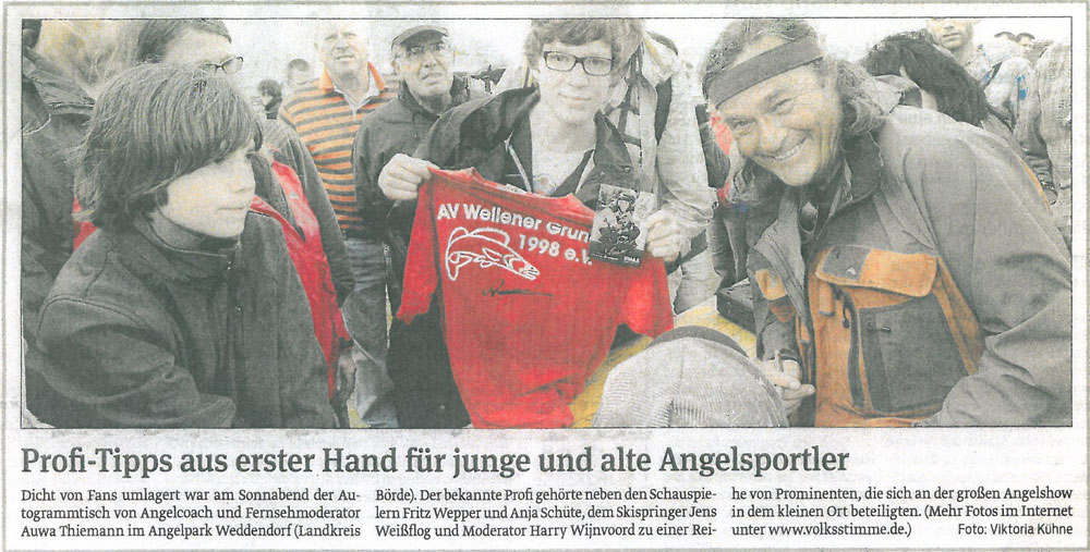 Volksstimme Magdeburg, Sachsen-Anhalt-Seiten, 18.06.2012: Profi-Tipps aus erster Hand für junge und alte Angelsportler