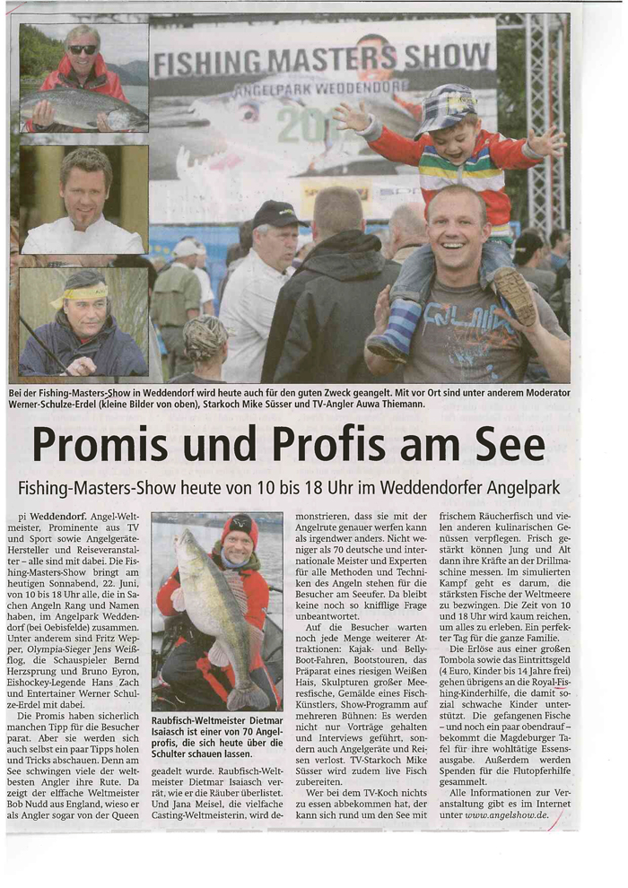 Altmark Zeitung, 22.06.2013: Promis und Profis am See