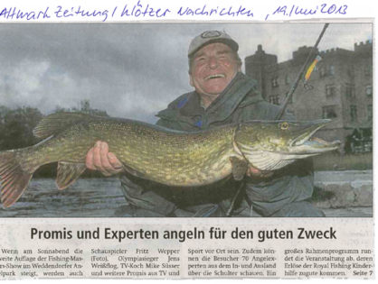 Altmark Zeitung /Klötzer Nachrichten, 19.06.2013: Promis und Experten angeln für den guten Zweck