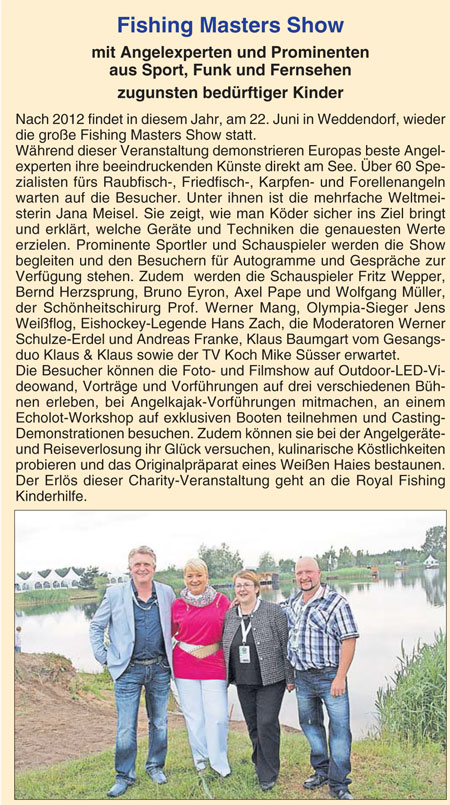 Der Burgenbote 16.05.2013: Fishing Masters Show mit Angelexperten und Prominenten