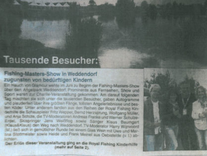 Burgenbote, 28.06.2012: Tausende Besucher: Fishing Masters Show in Weddendorf zugunsten von bedürftigen Kindern