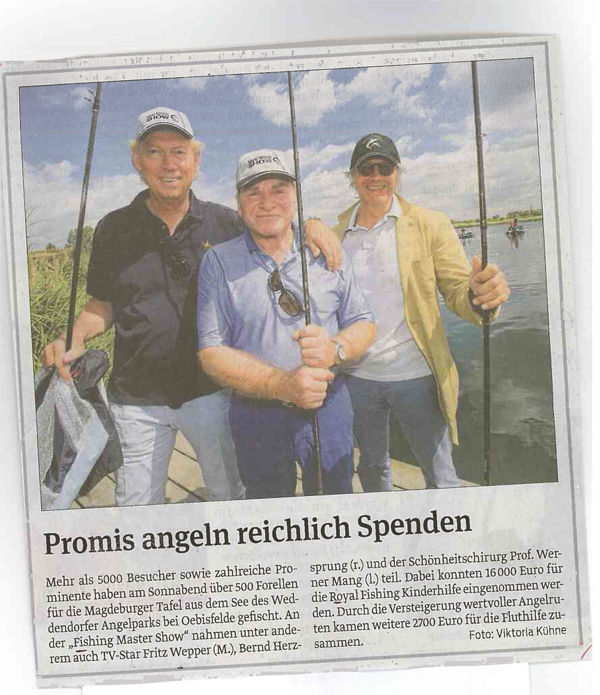 Magdeburger Volksstimme, 24.06.2013: Promis angeln reichlich Spenden
